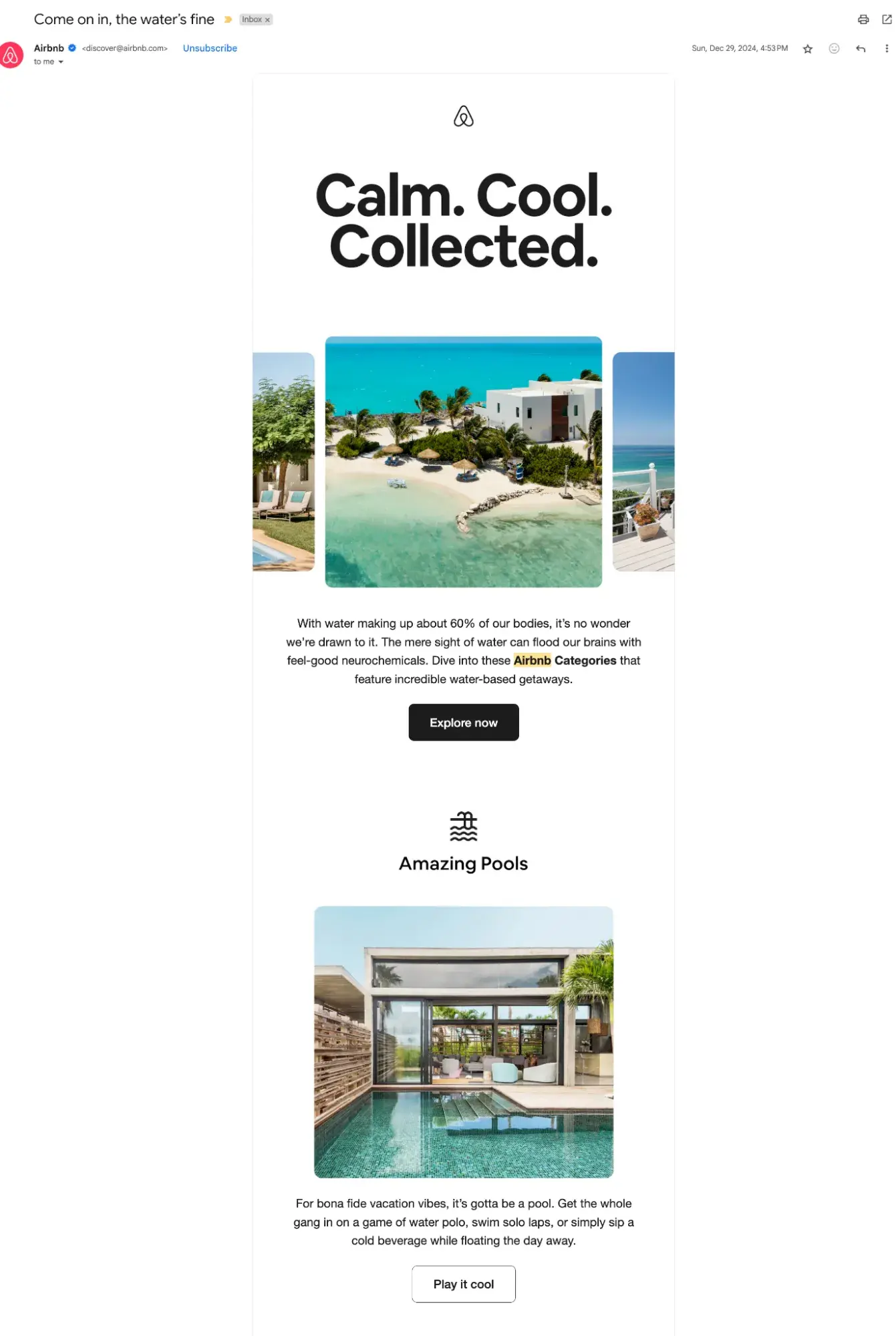 organic marketing, email marketing example airbnb