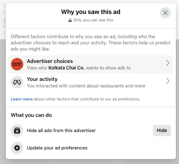 organic marketing vs paid marketing, facebook ad