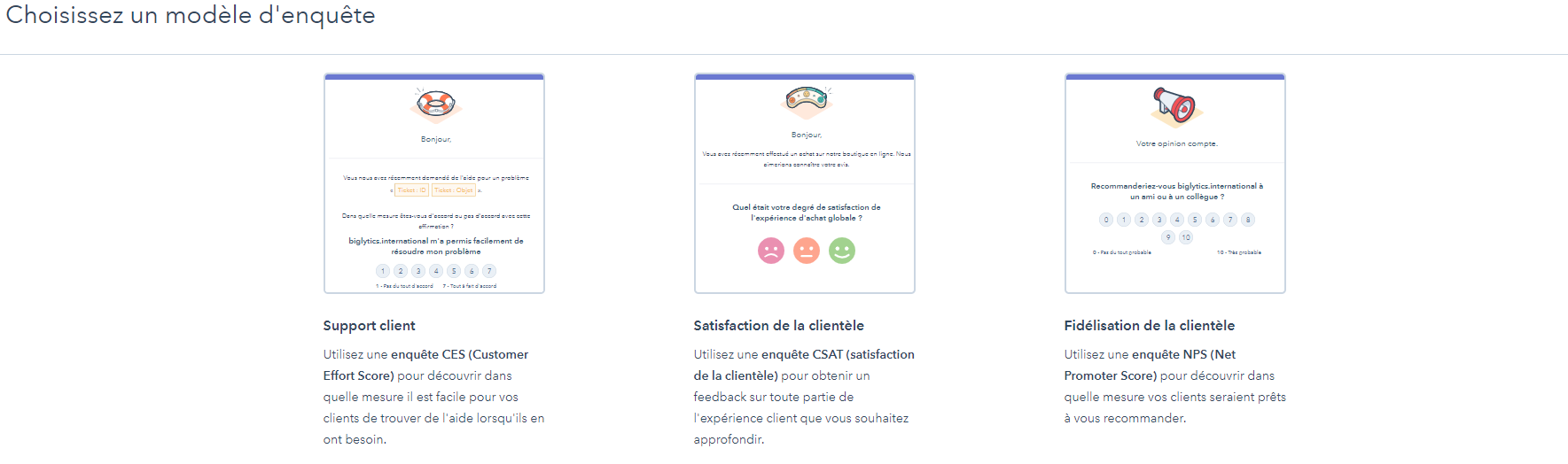 modèle d'enquête HubSpot
