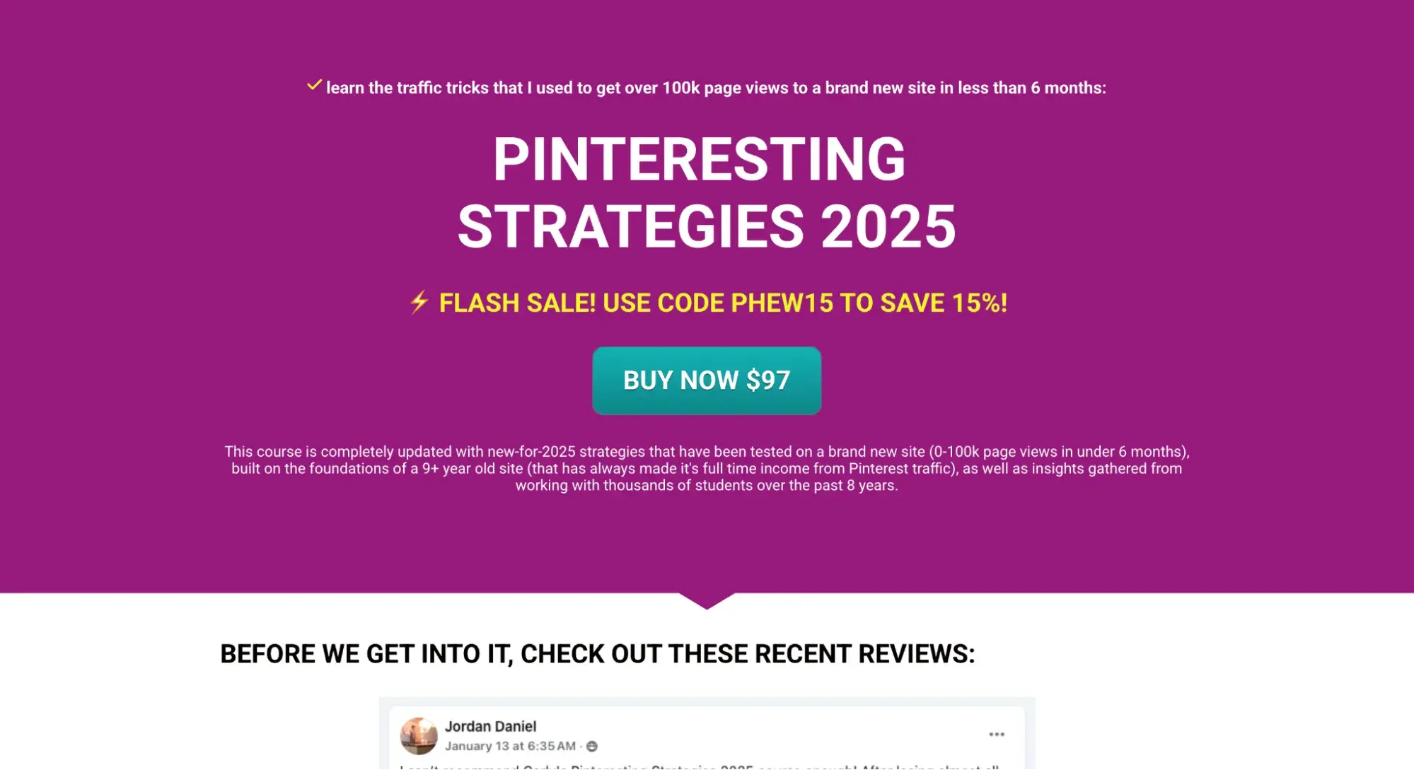 screenshot of a one-column website layout landing page