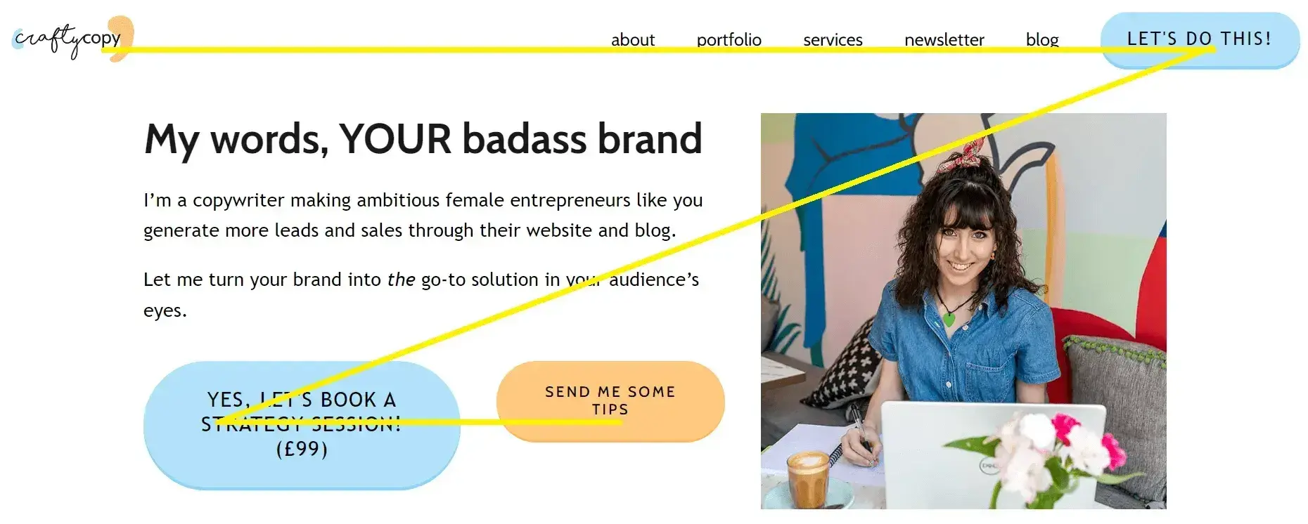 screenshot of a z-pattern website layout