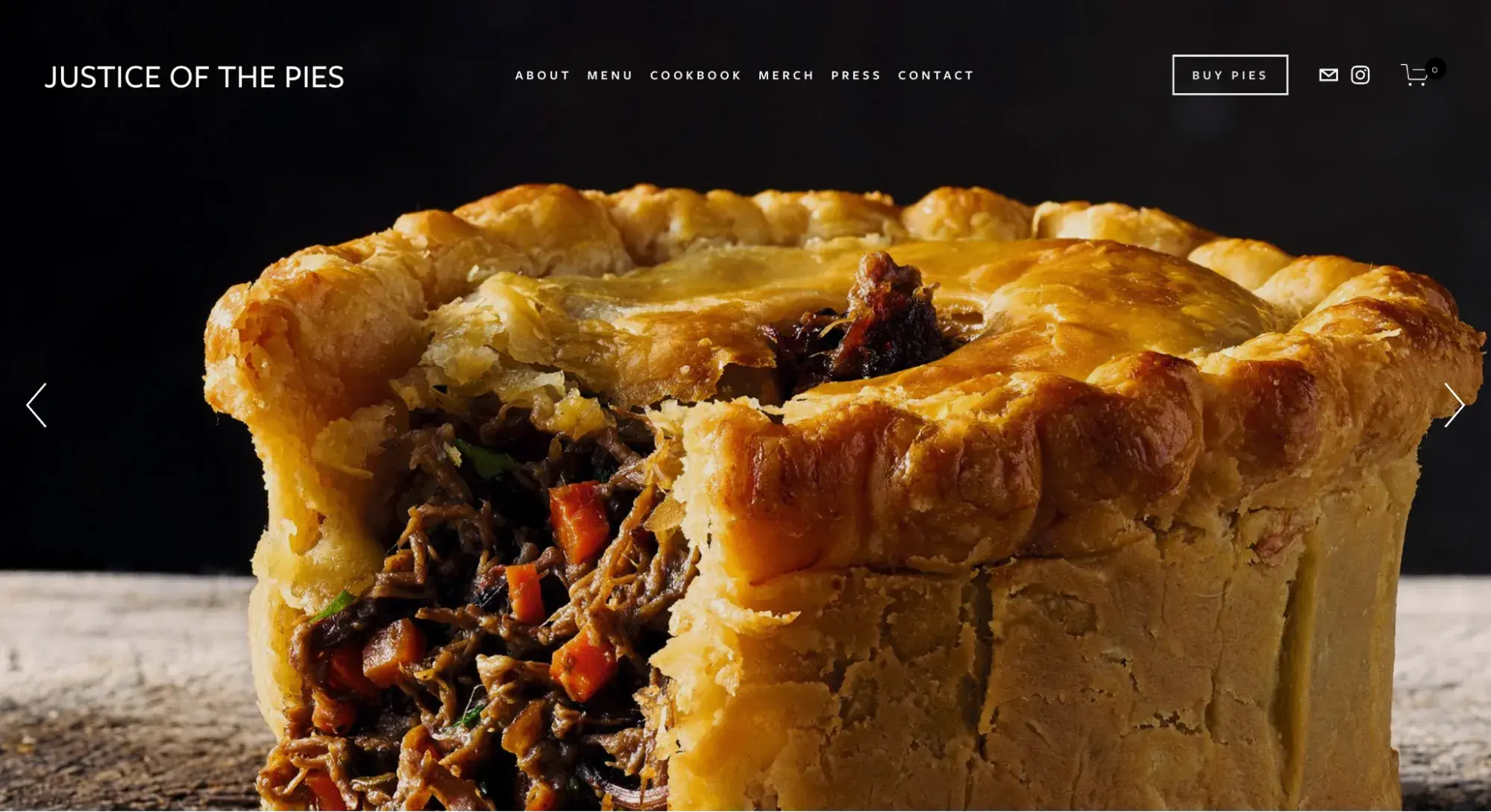 screenshot of a full-screen hero image website layout