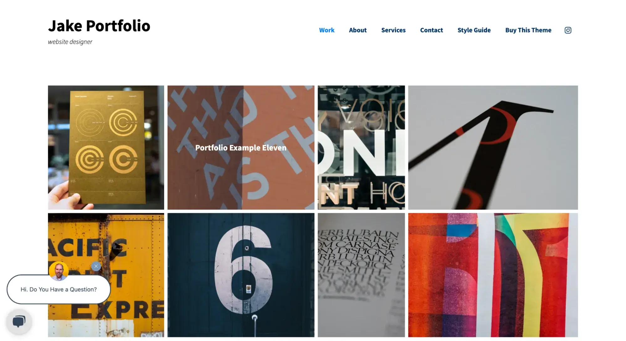 screenshot of a portfolio website layout