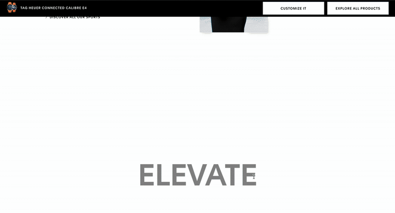 parallax scrolling example: tagheuer
