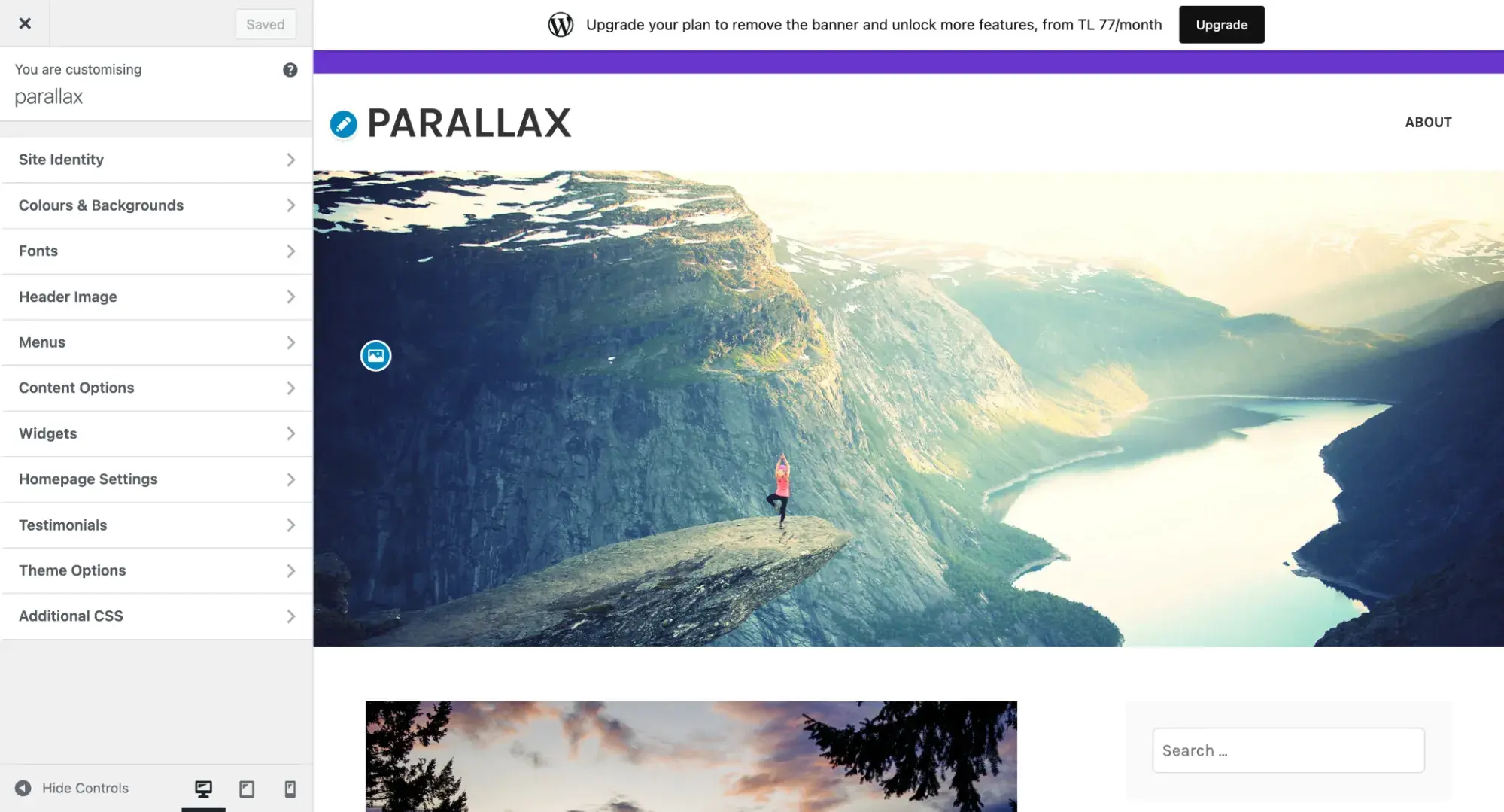 parallax scrolling : theme editor in wordpress