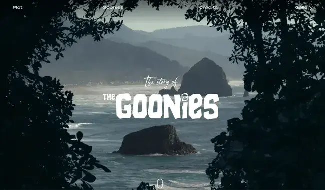 parallax website examples: the goonies