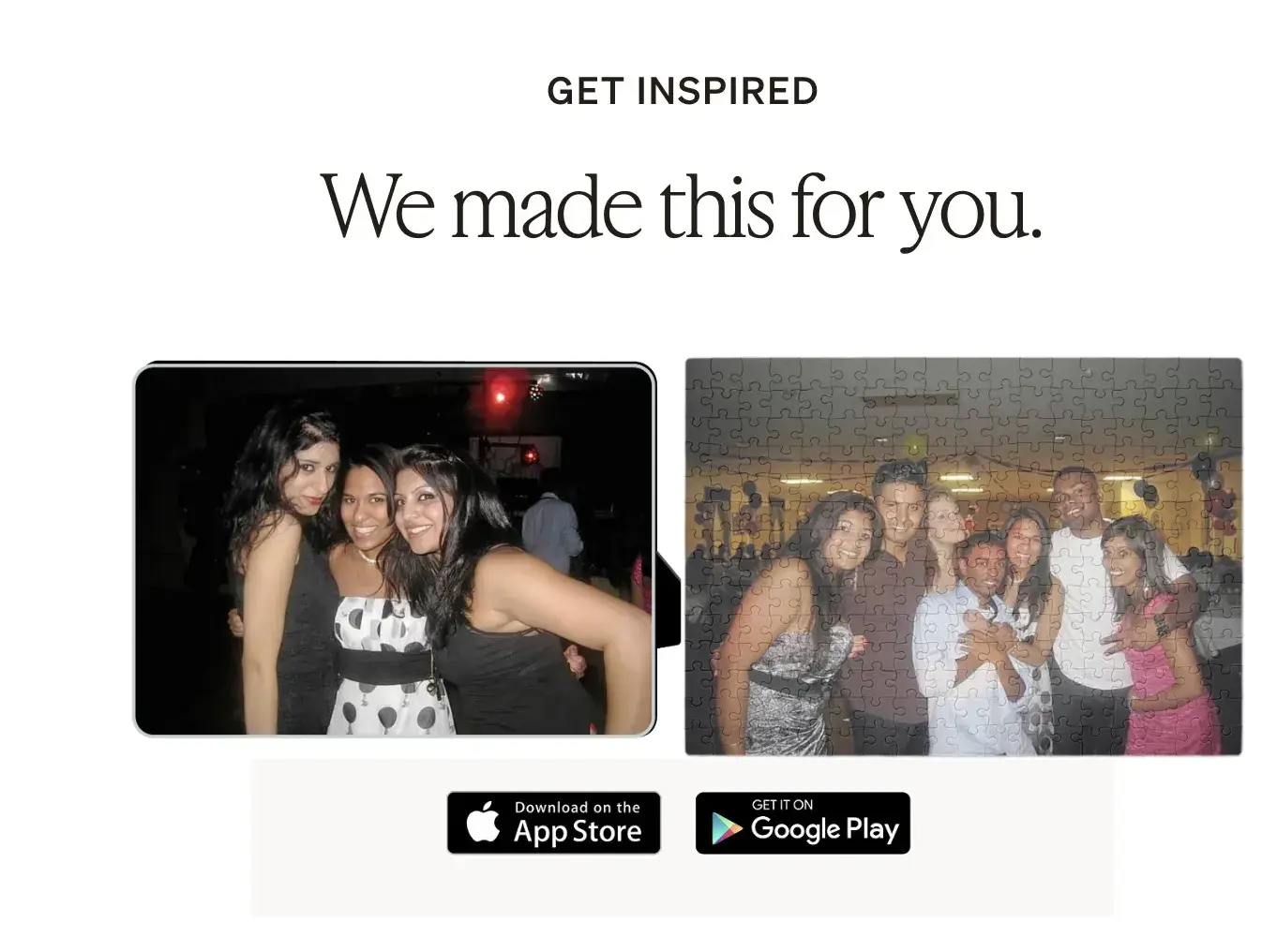 Custom photo puzzle app showing personalization marketing examples with user-generated content