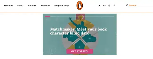 Penguin Books Matchmaker quiz, a personalization marketing example matching users with book characters