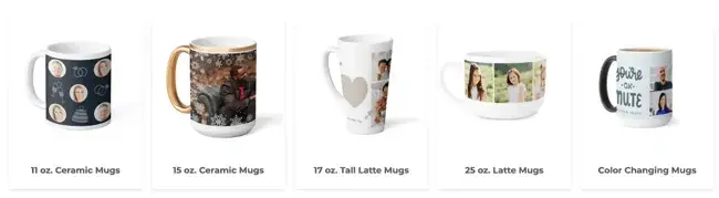 Custom mug products displaying personalization marketing examples with personalized designs