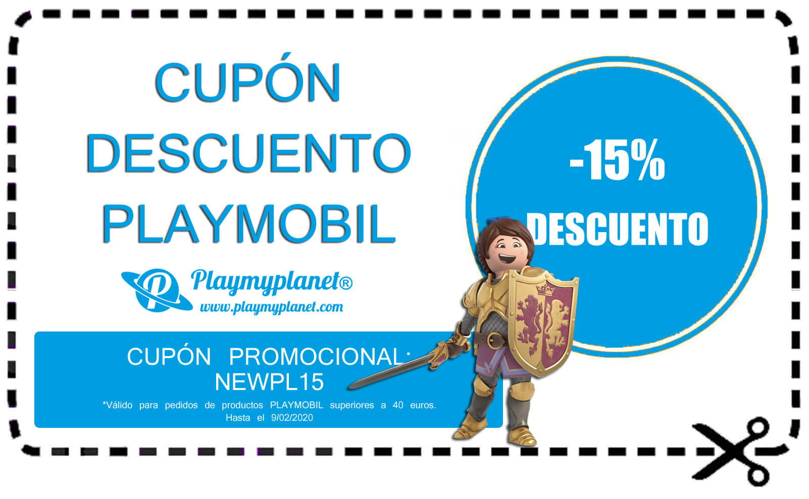 Ejemplo de cupón de la tienda en línea Playmyplanet