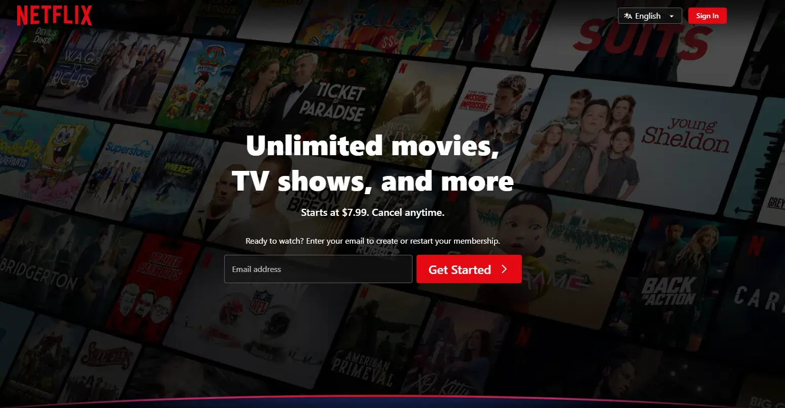 netflix home page