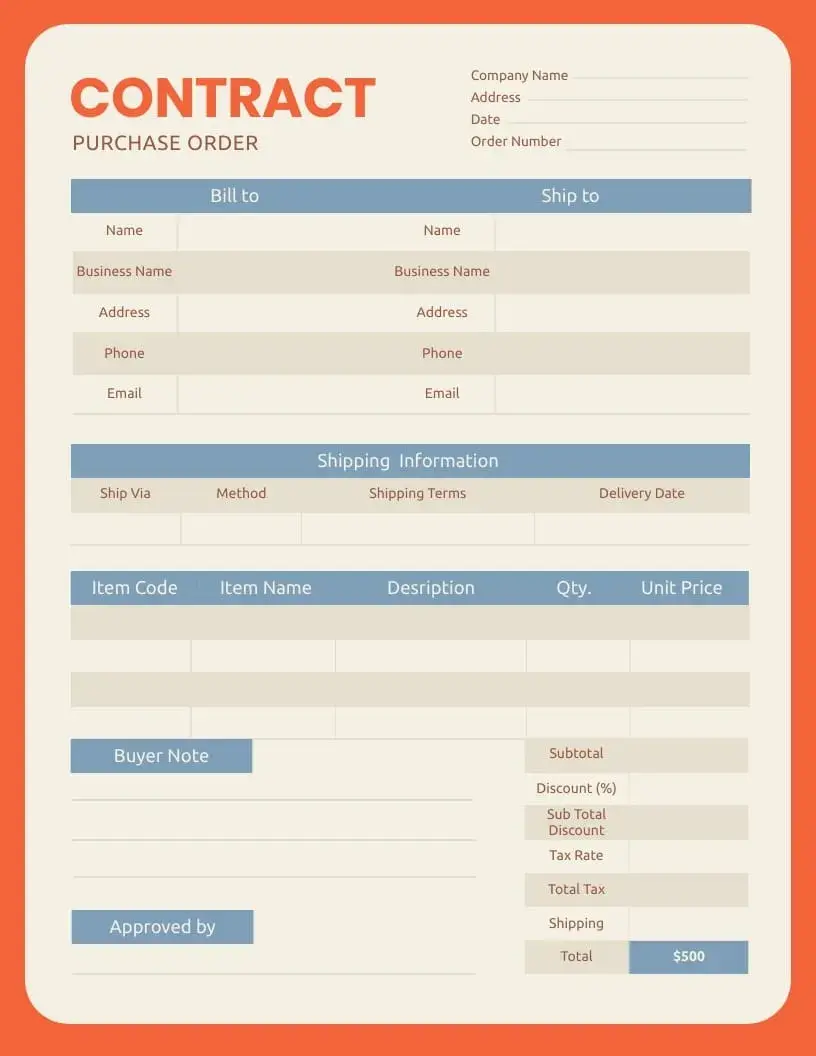 purchase order, contract