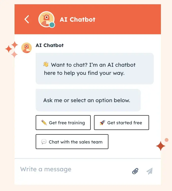 ml-powered ai chatbot example from hubspot