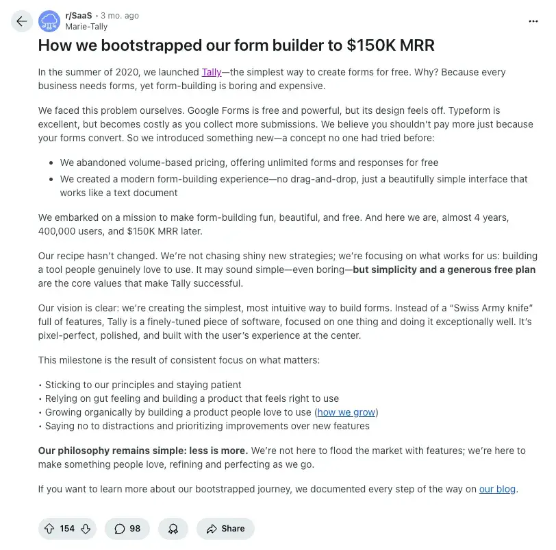 tallys reddit contains high-value content