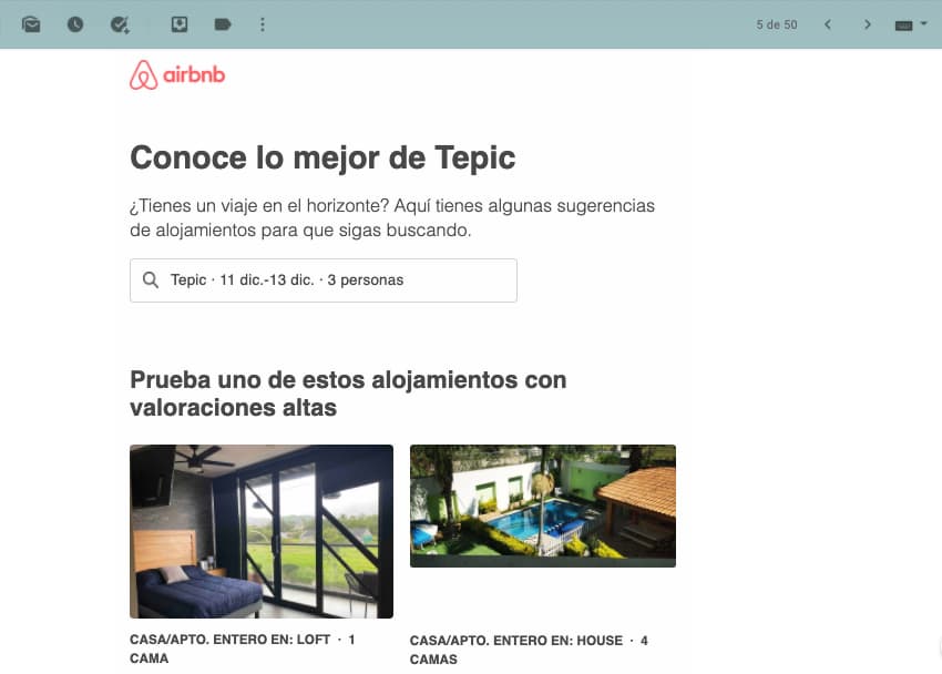 Ejemplo de retargeting de CRM: Airbnb