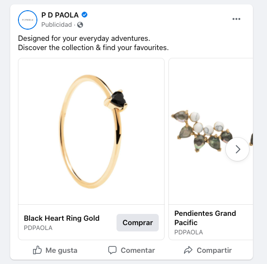 Ejemplo de retargeting de redes sociales: PDPAOLA