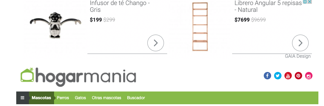 Anuncio de Gaia en sitio web para estrategia de retargeting estático