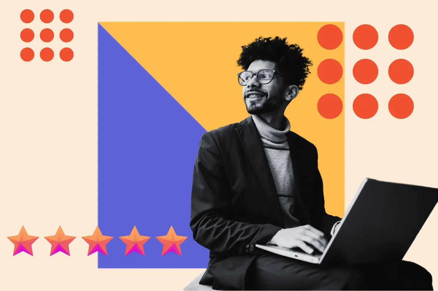 Business owner looking up customer reviews testimonials