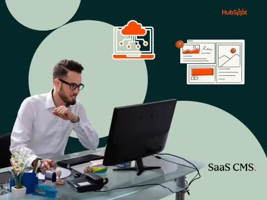 Man using SaaS CMS on his computer