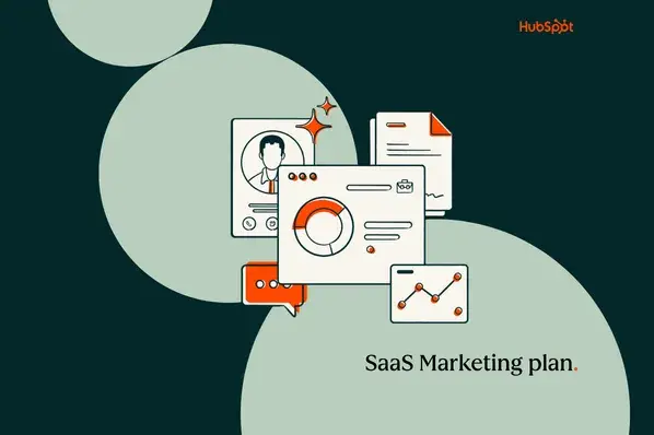 saas marketing plan abstract illustration with charts, customer profiles and presentation slides