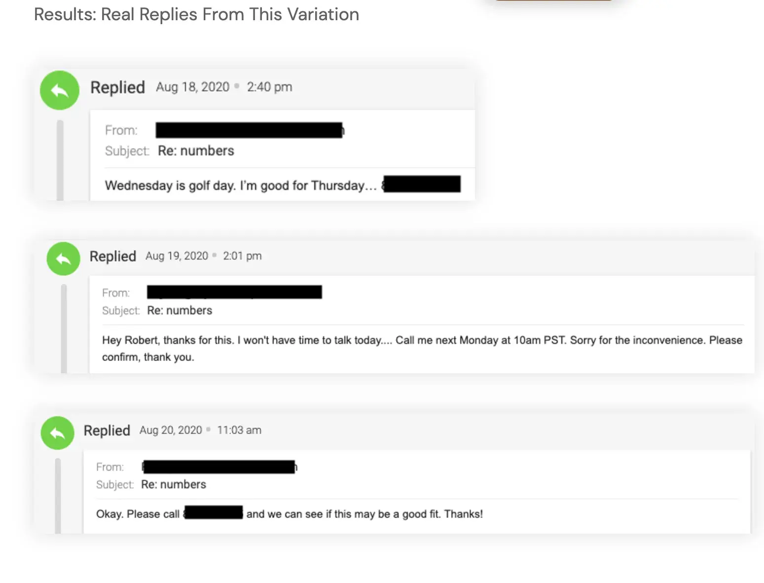results C replies after changing email strategy