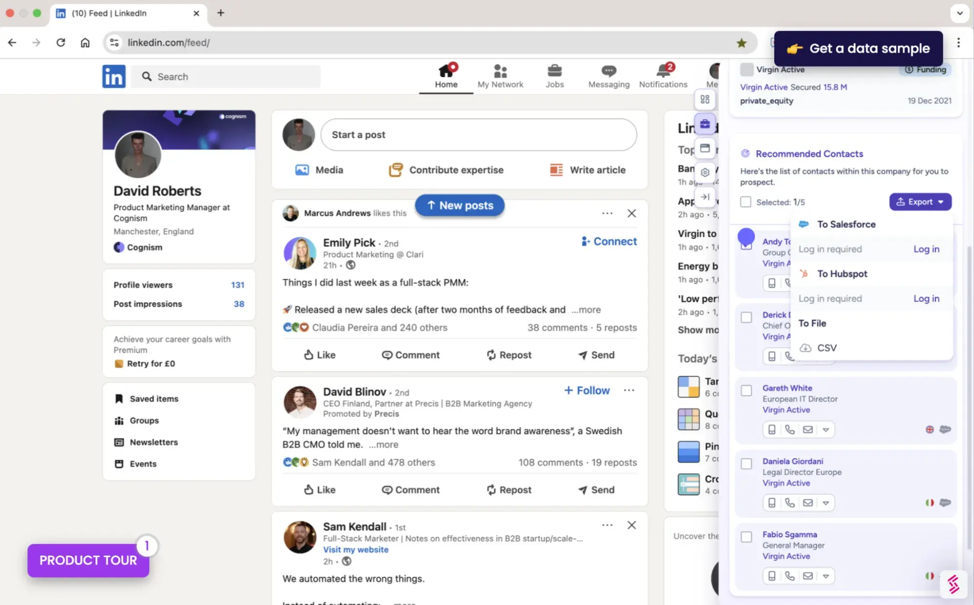 Cognism is a sales intelligence platform that uses browser extensions for personalized outreach. 