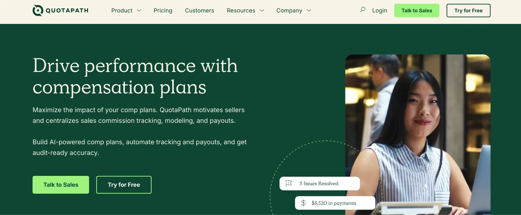 QuotaPath sales compensation dashboard as a sales management software enhancement tool