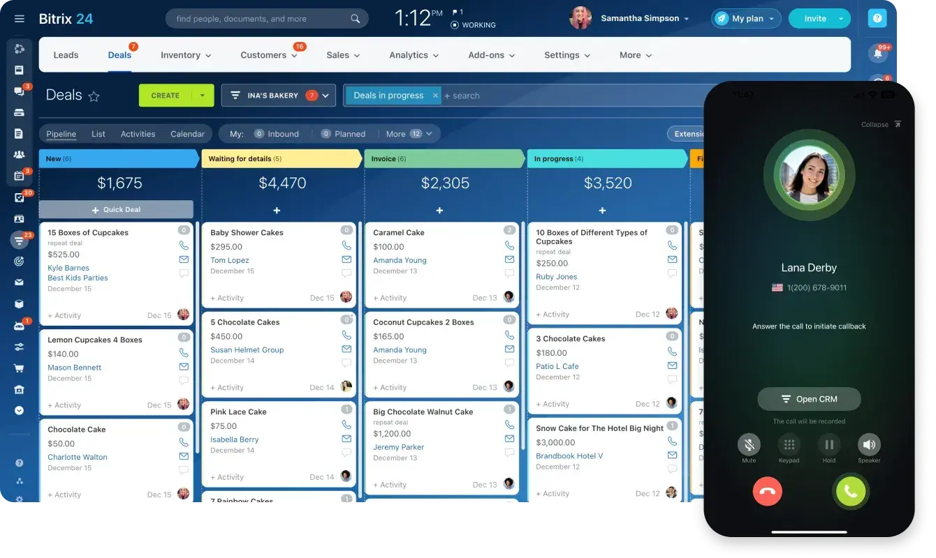 sales management software dashboard in Bitrix24