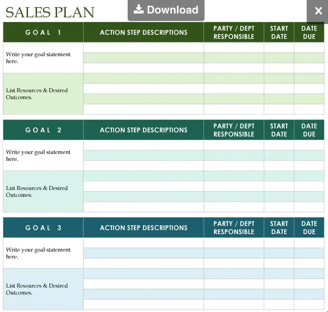  a screenshot of a page from TemplateLabs Microsoft Word Sales Plan template