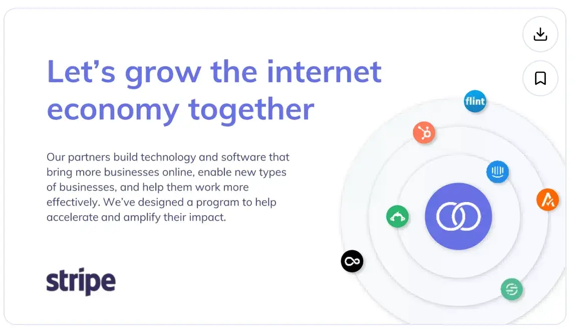 sales deck example: Stripe slide “lets grow the internet economy together