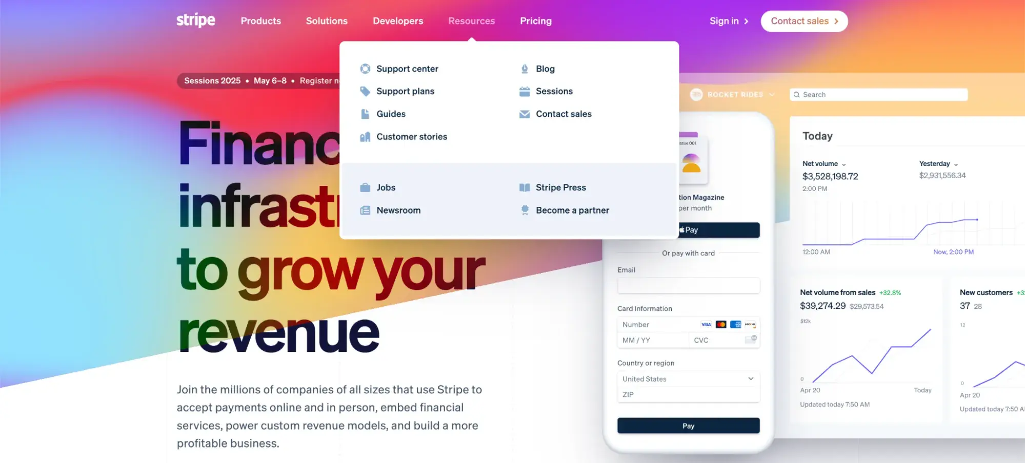 secondary navigation example: stripe