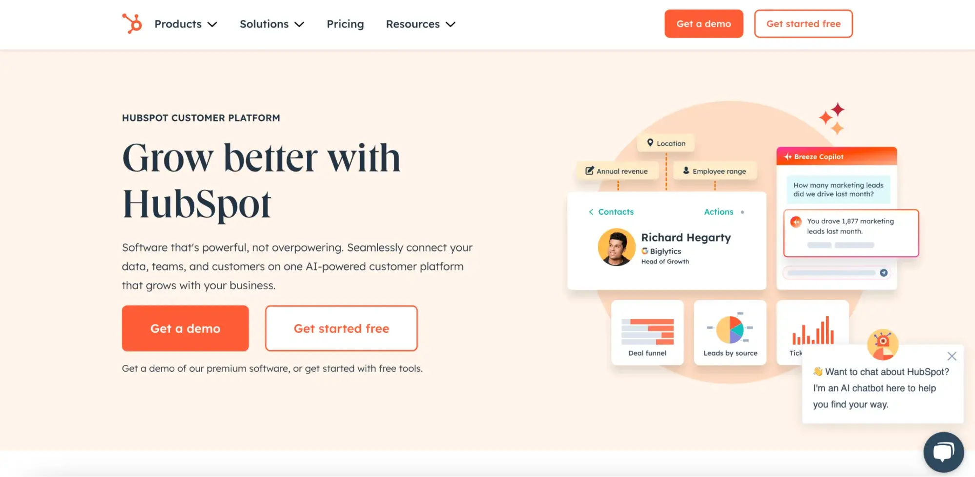 secondary navigation example: hubspot