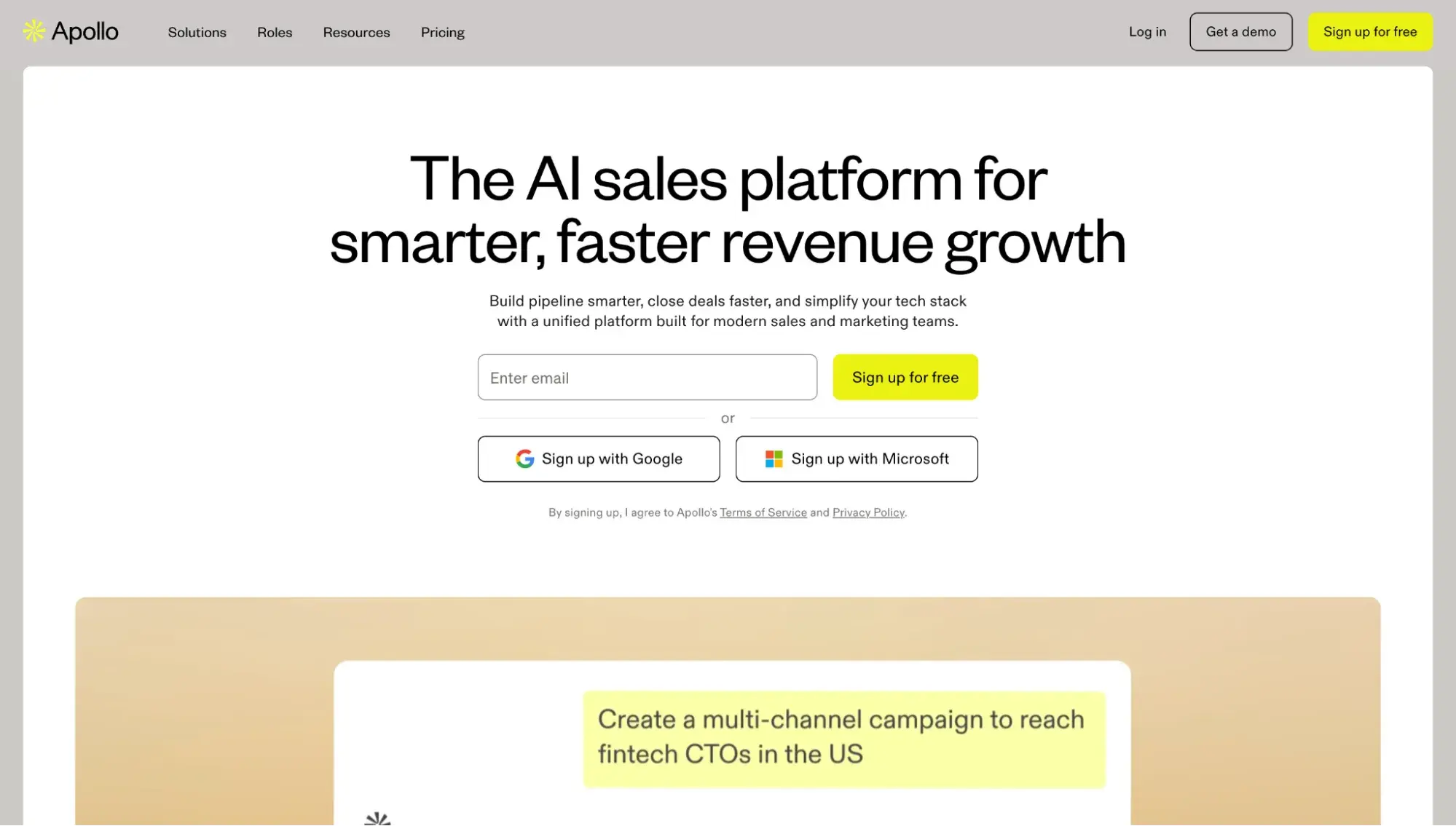 Apollo sales acceleration software showing prospecting and outreach tools