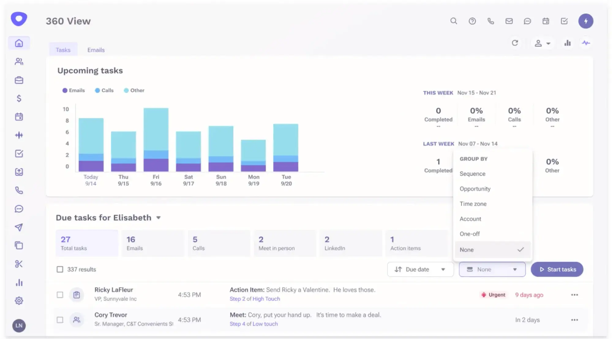 Outreach sales acceleration software for sequencing, pipeline management, and forecasting