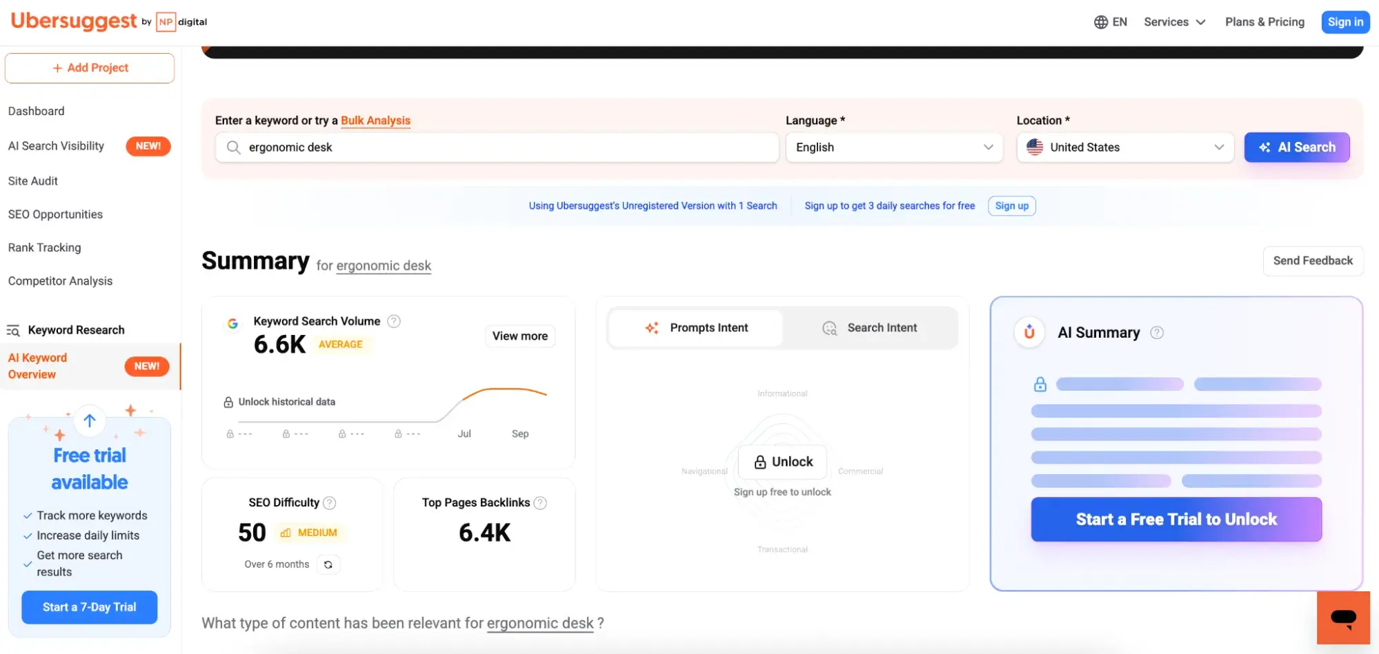 seo keywords, ubersuggest dashboard