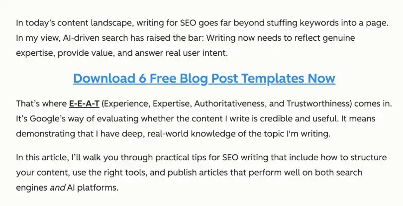 seo tip, include ctas - example of a hubspot blog with a cta