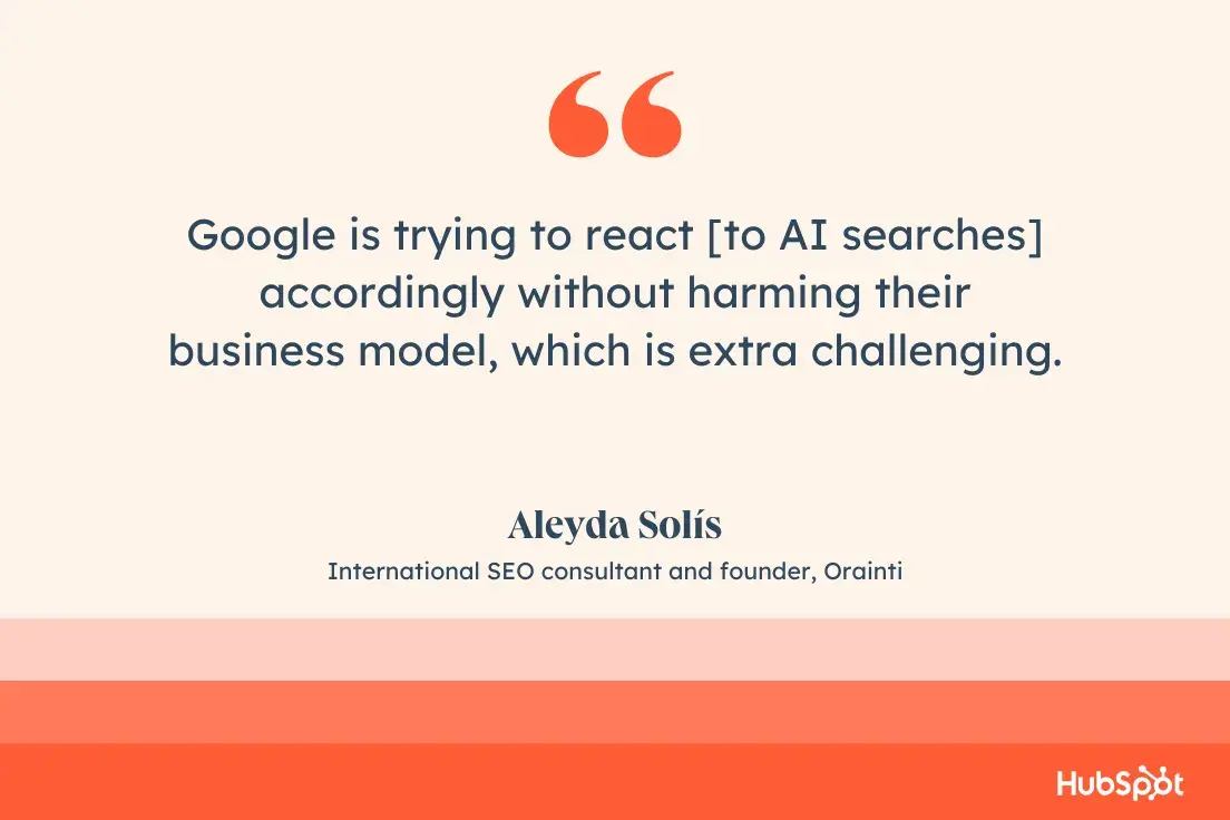 Google is trying to react [to AI searches] accordingly without harming their business model, which is extra challenging.