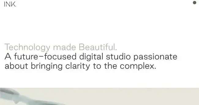 simple website design from ink digital studio homepage with technology made beautiful tagline