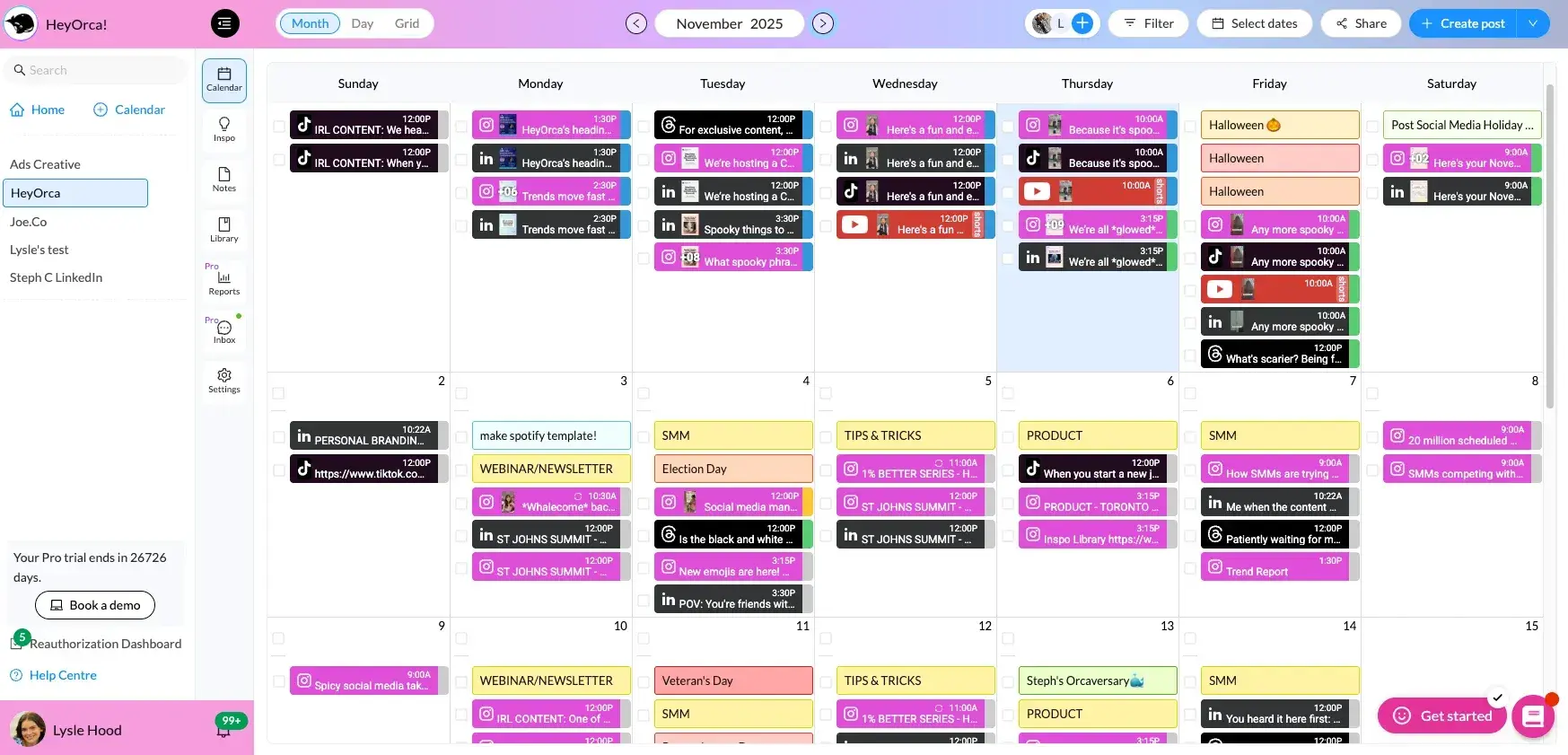 a screenshot of heyorca��s social media management tool