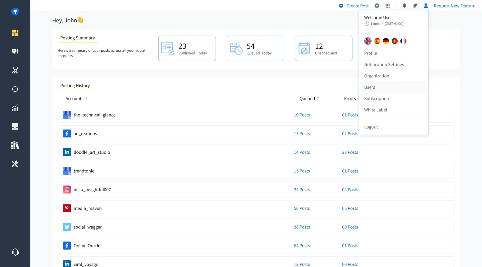 a screenshot of socialpilot��s social media management tool