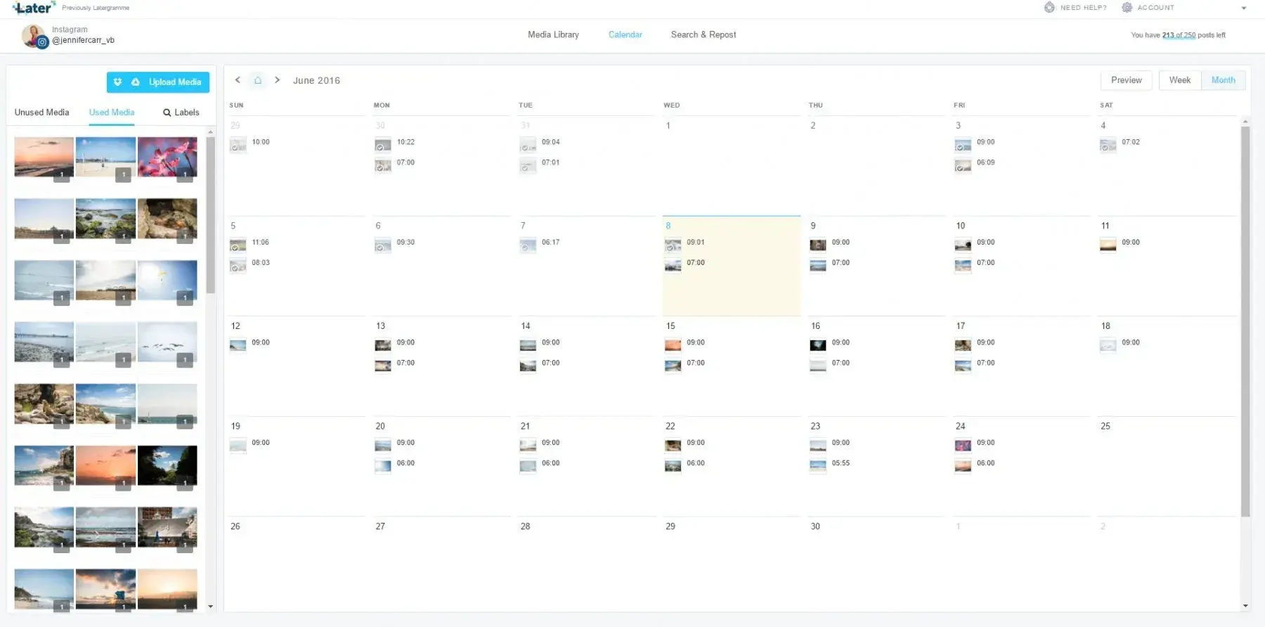 a screenshot of later��s social media management tool