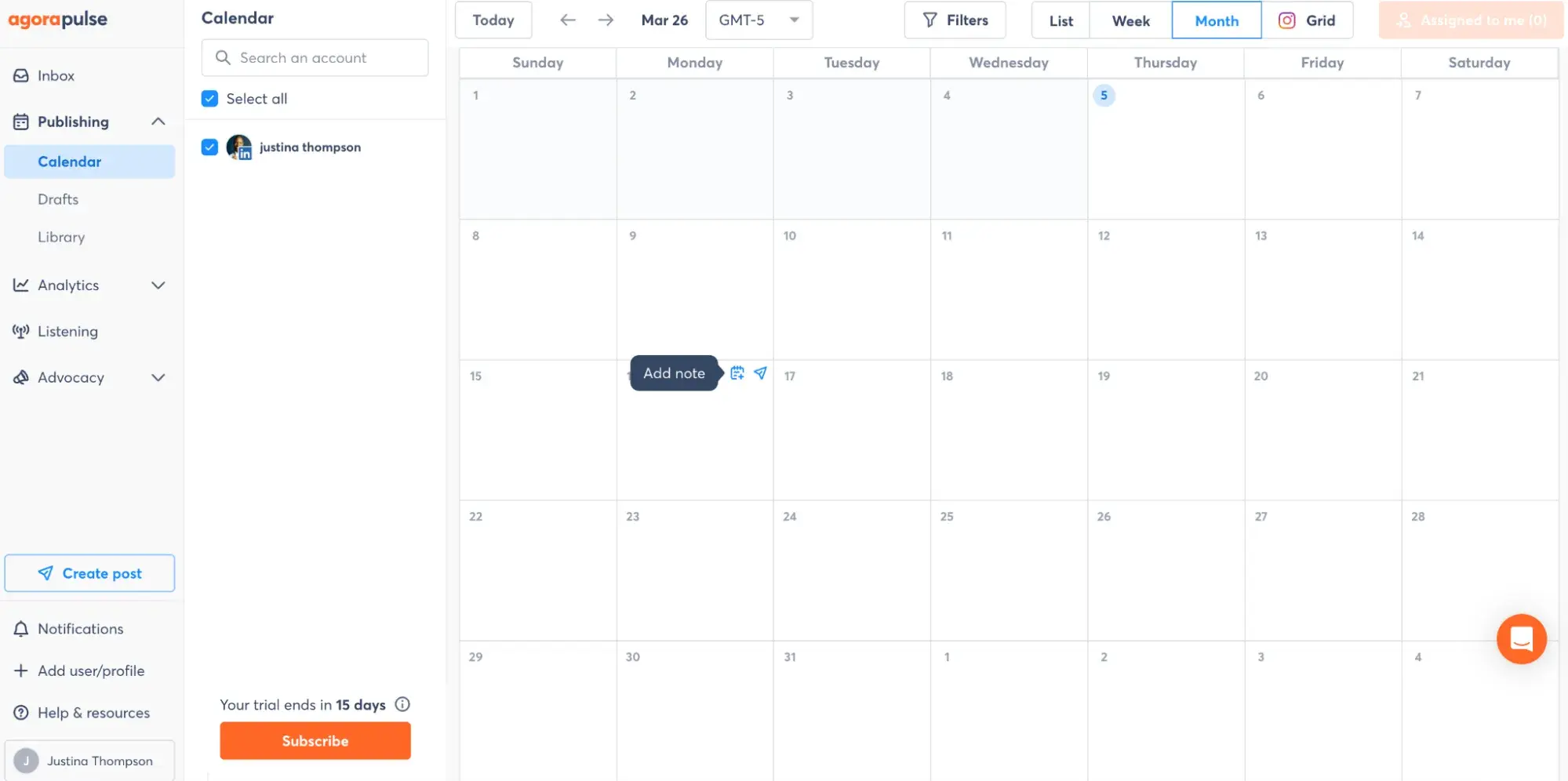 a screenshot of agorapulse��s social media management tool