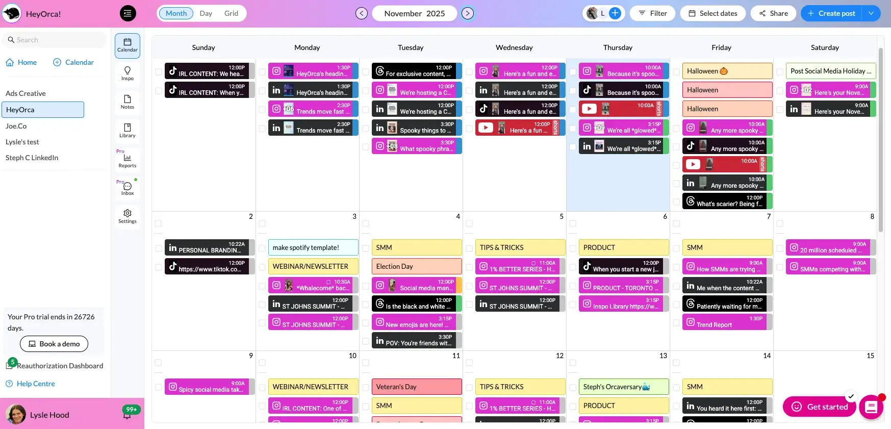 a screenshot of heyorca��s social media management tool
