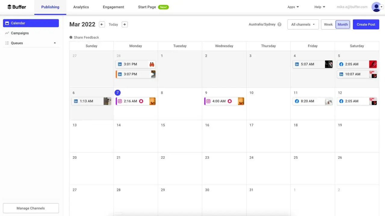 a screenshot of buffer��s social media management tool