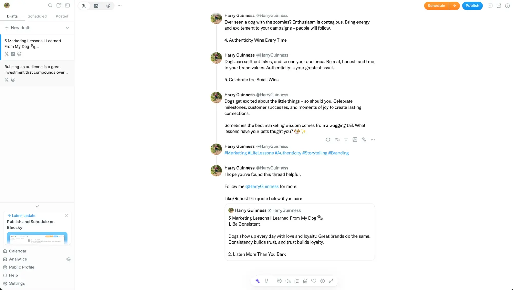 a screenshot of typefully��s social media management tool
