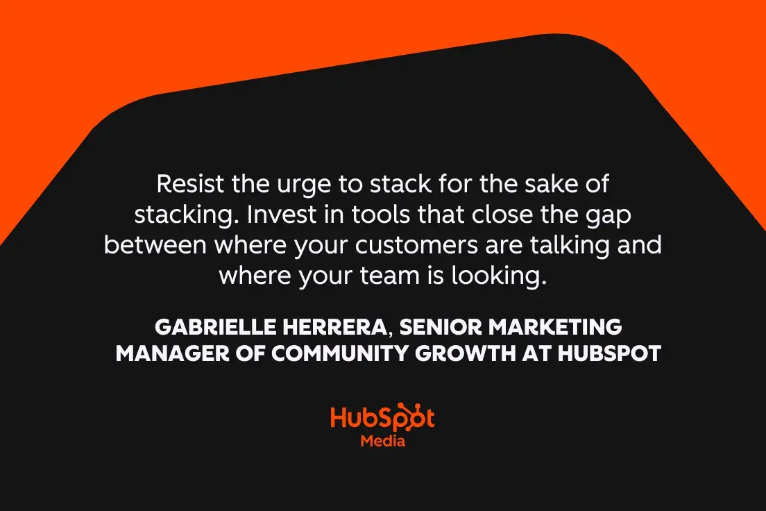 social media marketing report, quote on being discerning when building social media tech stack