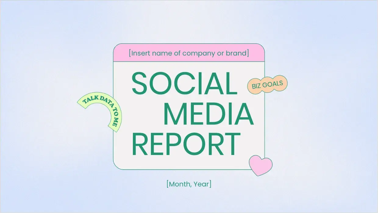 screenshot of the cover slide in laters social media report template