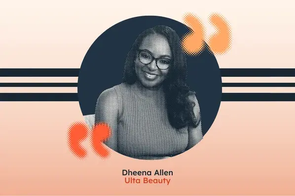 a hubspot-branded graphic of dheena allen with orange quote marks surrounding her