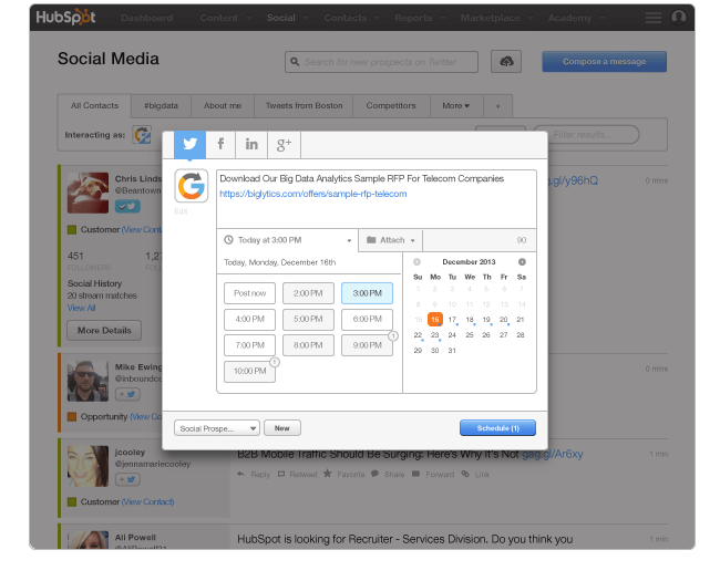 HubSpotマーケティングオートメーション HubSpot Social Inbox