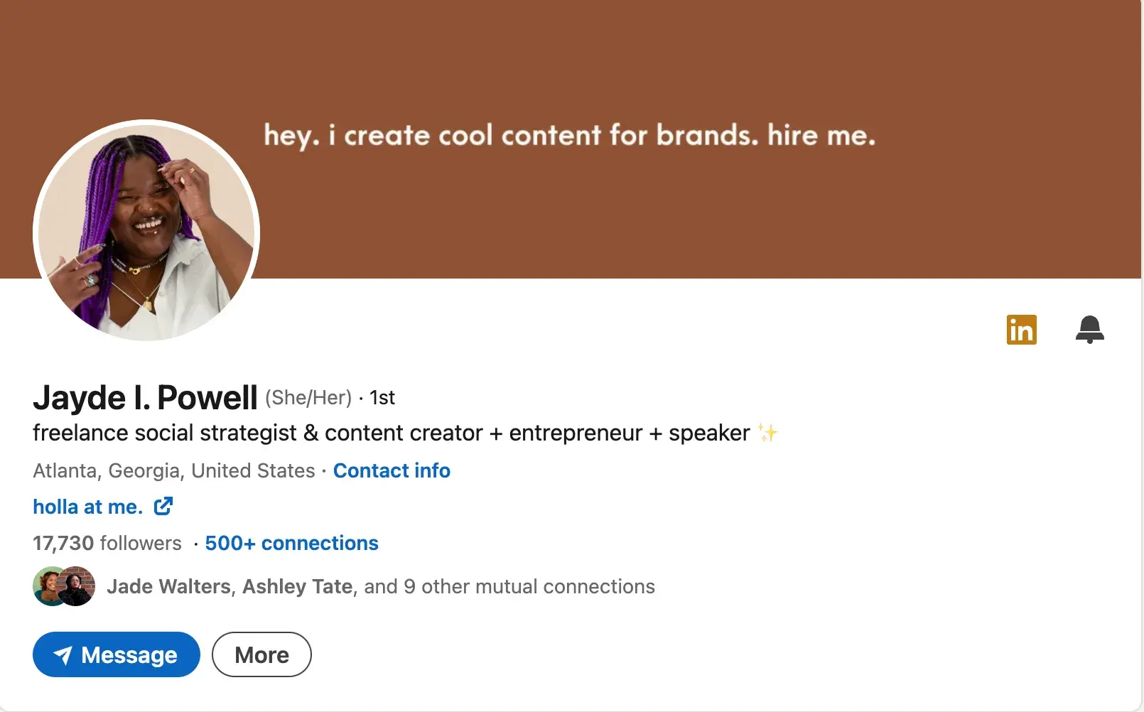 jayde powell linkedin account